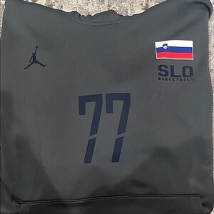 Dark Gray Basketball Hoodie with Number 77 Slo Luka
